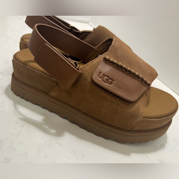 UGG Tan Suede Sandals with Contoured Footbed - Picture 10 of 14